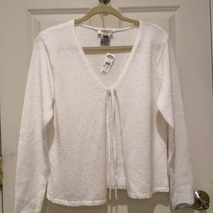 Talbots White Tie Front Sweater Size M - NWT